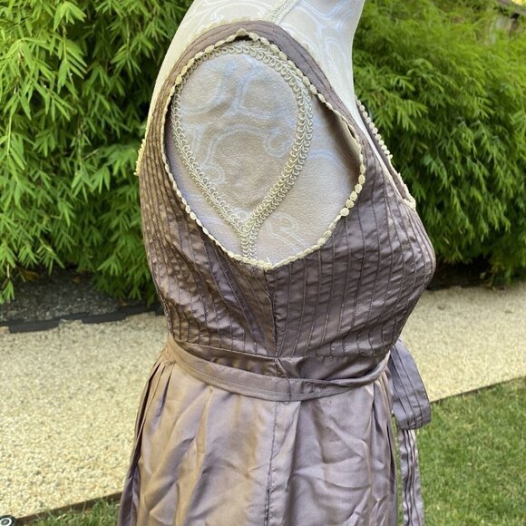 YOANA BARASCHI Pleated SILK Mauve Floral Embroidered DRESS Size 4 Y2K Shiny - Picture 3 of 12